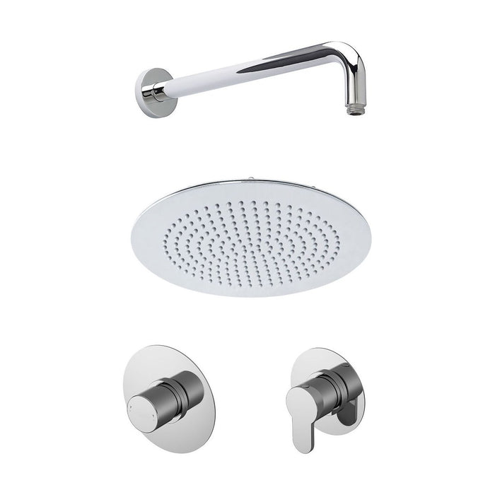 [BSB124ST1] 1 Outlet Luxury Shower Bundle - Stop Tap, Temperature Control, Arm & Head - Chrome - Cutout