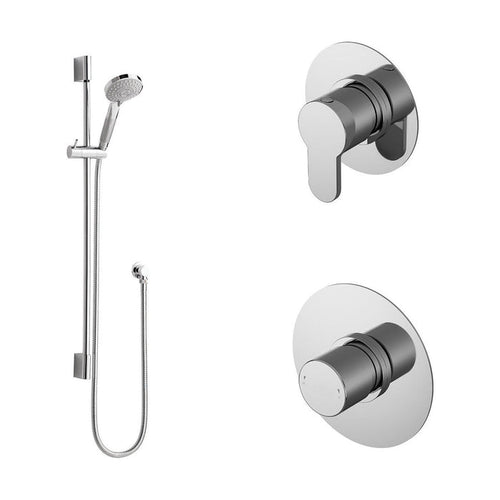 [BSB126ST1] 1 Outlet Luxury Shower Bundle - Stop Tap, Temperature Control & Slide Rail Kit - Chrome - Cutout