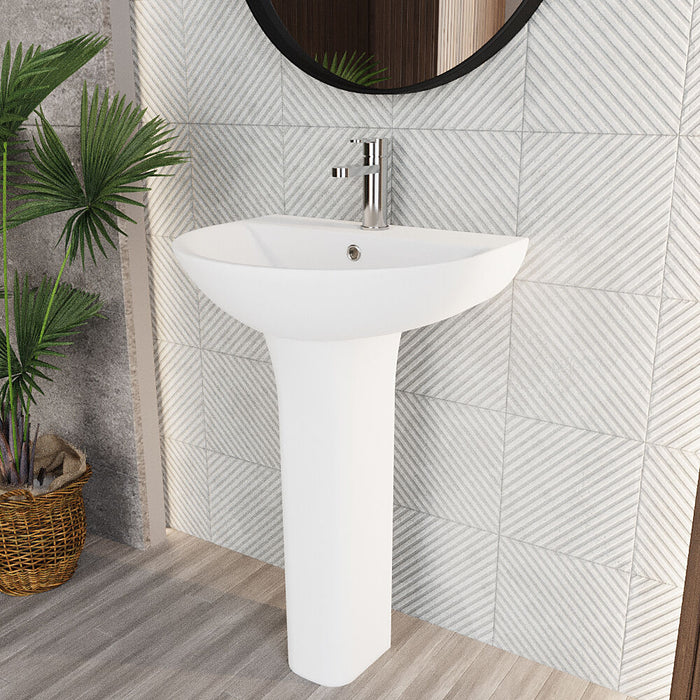 [BCQU300] 1 Tap Hole Round Ceramic Basin & Full Pedestal - 560mm - Lifestyle 3