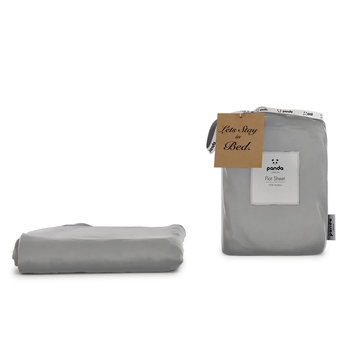 [BBQuietGreyFlatSheet] Bamboo Bedding Panda London QuietGrey Flat Sheet Package