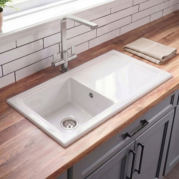 [BKS245] 101cm Inset Counter Top Fireclay Ceramic Kitchen Sink - Multiple Options Available - Silo
