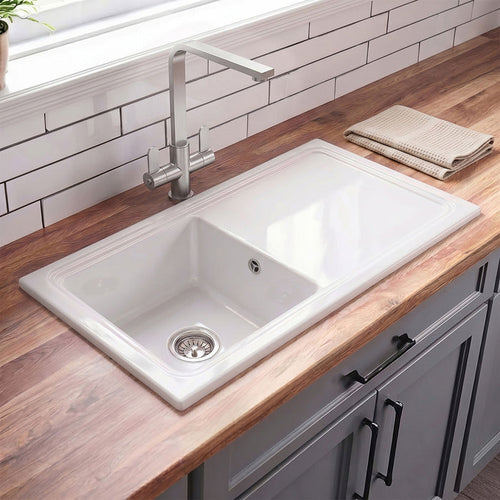[BKS245] 101cm Inset Counter Top Fireclay Ceramic Kitchen Sink - Multiple Options Available - Silo