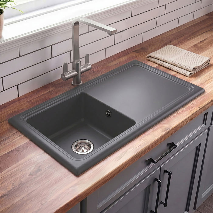 [BKS247] 101cm Inset Counter Top Fireclay Ceramic Kitchen Sink - Multiple Options Available - Silo