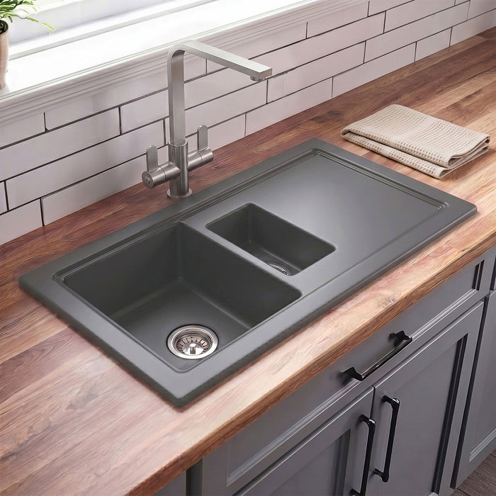 [BKS248] 101cm Inset Counter Top Fireclay Ceramic Kitchen Sink - Multiple Options Available - Silo