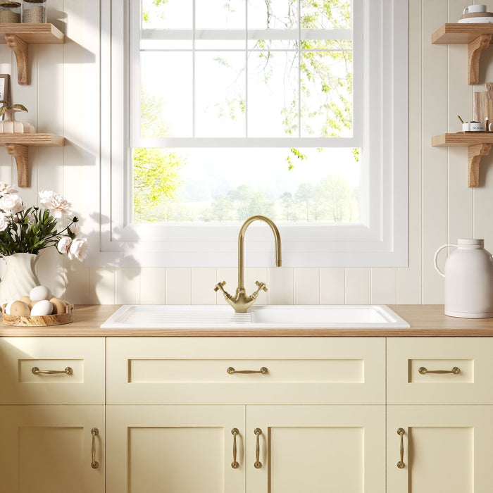 [BKS231] 101cm Inset Counter Top Fireclay Ceramic Kitchen Sink - Multiple Options Available - Lifestyle 1