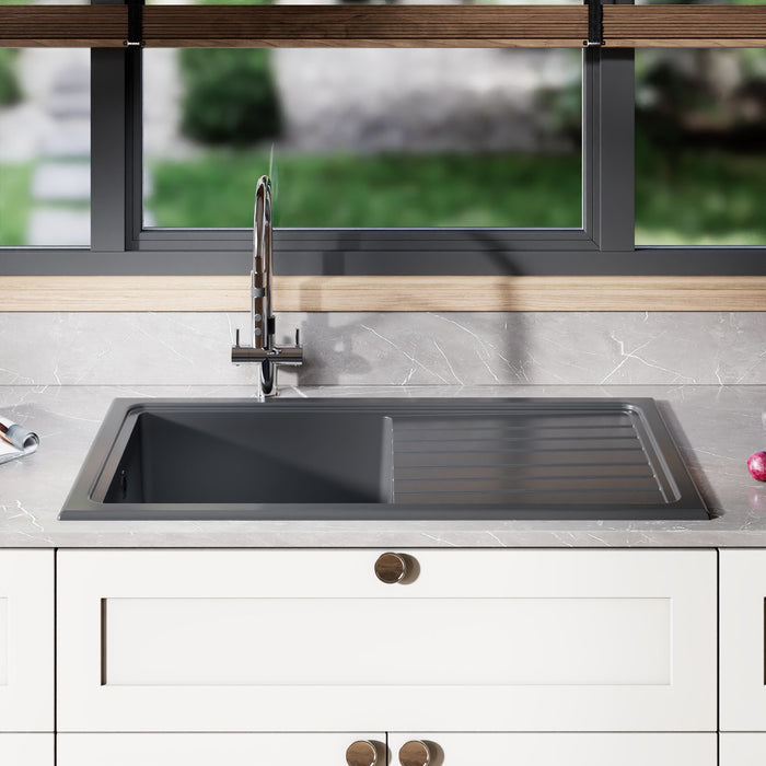 [BKS243] 101cm Inset Counter Top Fireclay Ceramic Kitchen Sink - Multiple Options Available - Lifestyle 1