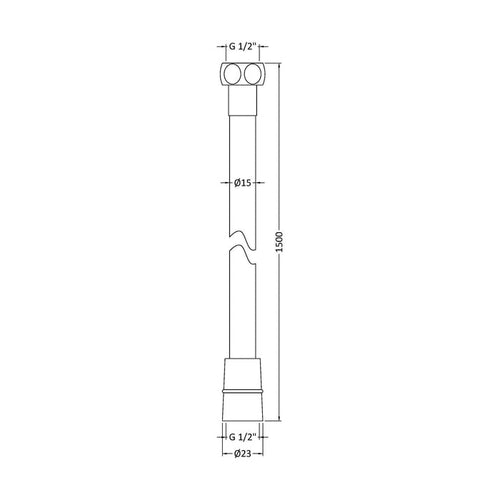 [BSSH321] 1.5M Smooth Silver Flex - Technical Drawing