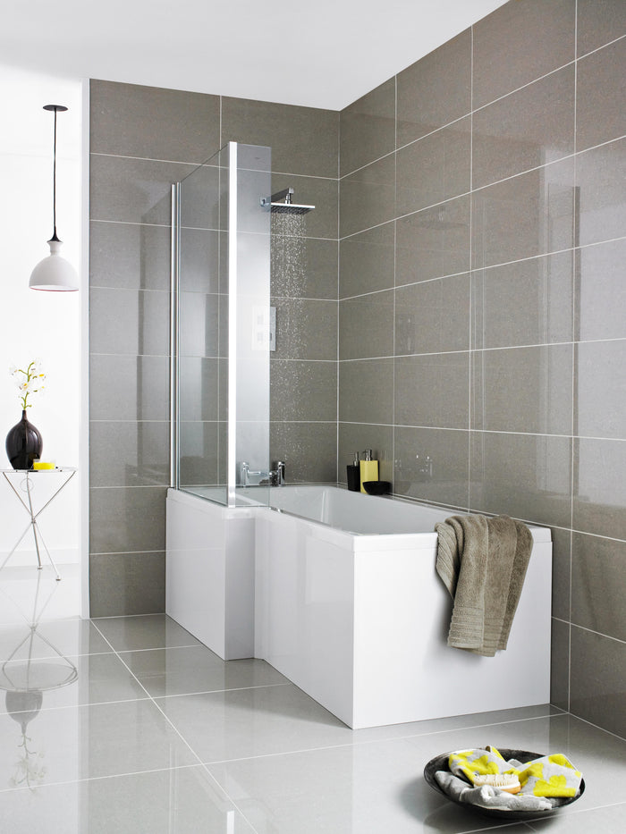 [BBSS300] 1700mm Square L Shape Acrylic Shower Bath Front Panel - Lifestyle 1