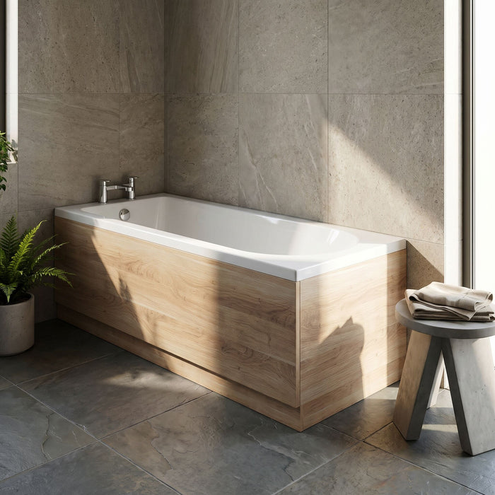 [BBPA3005] 1700mm Straight Bath Front Panel and Plinth - Bleached Oak - Lifestyle 1