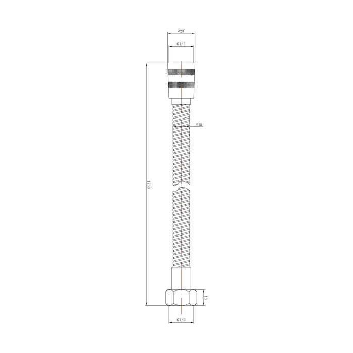 [BSSF393] 1.75m Shower Hose Flex - Chrome - Technical Drawing