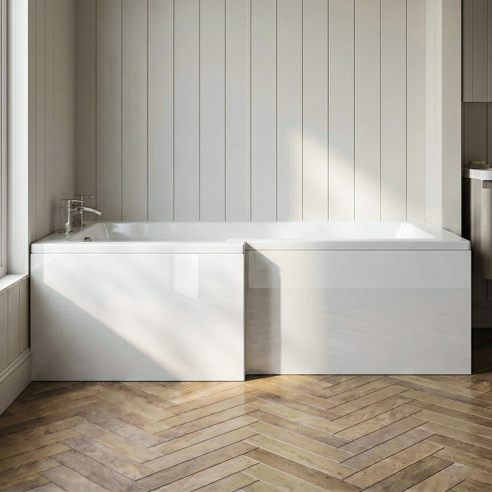 [BBPA1800W] 1800mm Waterproof Square Shower Bath Front Panel - Gloss White - Silo