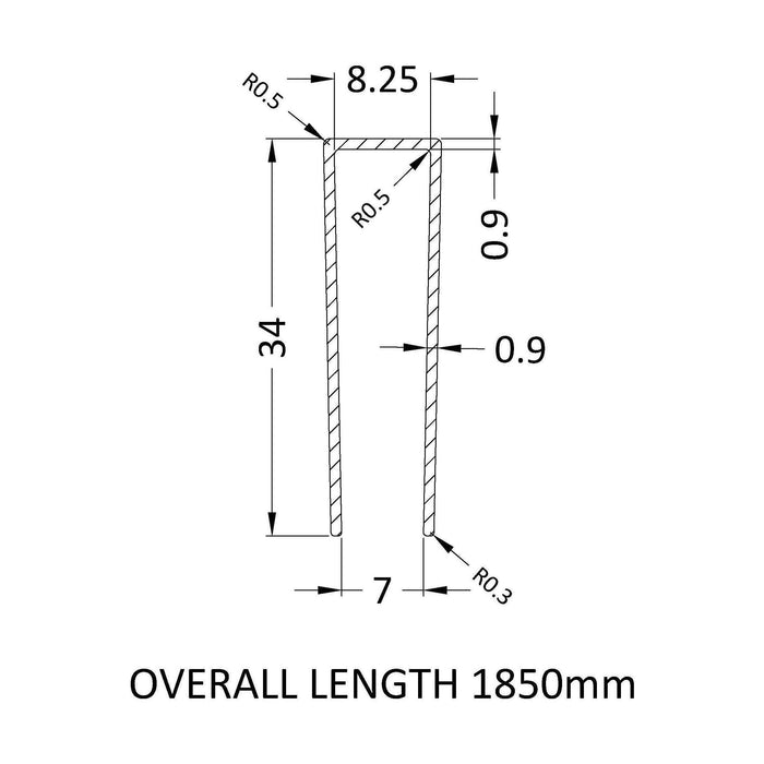 [BEWP036UF] 1850 Undrilled Flat Profile Pewter - Technical Drawing