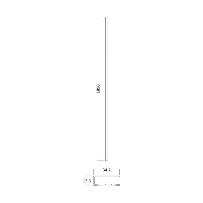 [BEBS036] 1850 Wetroom Wall Channel Pewter - Technical Drawing