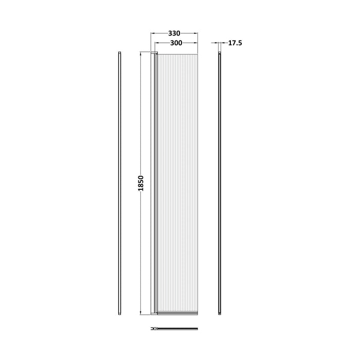 [BEFL1830HCBZ] 1850 x 300 x 8mm Fluted Hinged Screen - Technical Drawing