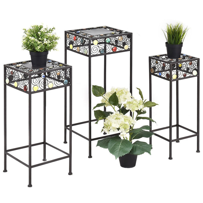 3 pcs Square Ceramic Beads Decor Metal Plant Stand - EK CHIC HOME