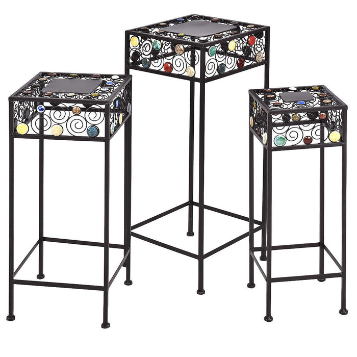 3 pcs Square Ceramic Beads Decor Metal Plant Stand - EK CHIC HOME