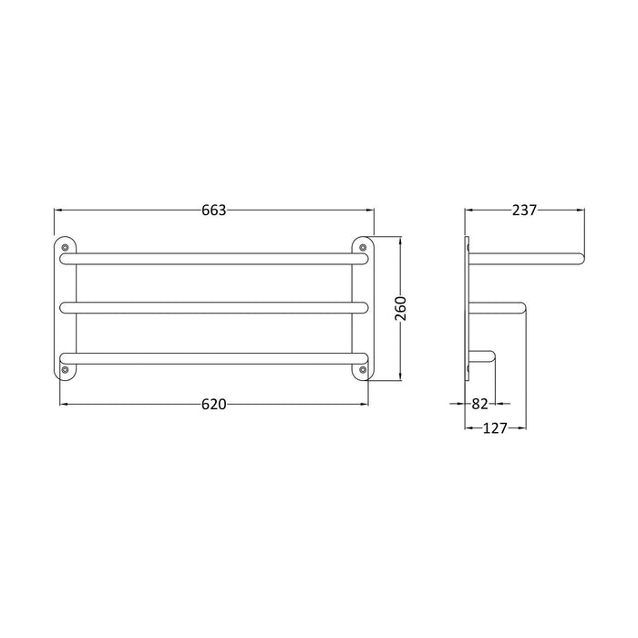 [BATR380] 3 Tier Towel Rack - Technical Drawing