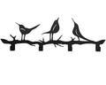 4 Hooks Wall Mounted Hanger, Holder for Towels, Keys, Coats, Hats, Robes and Clothes with Bird Décor (Black)