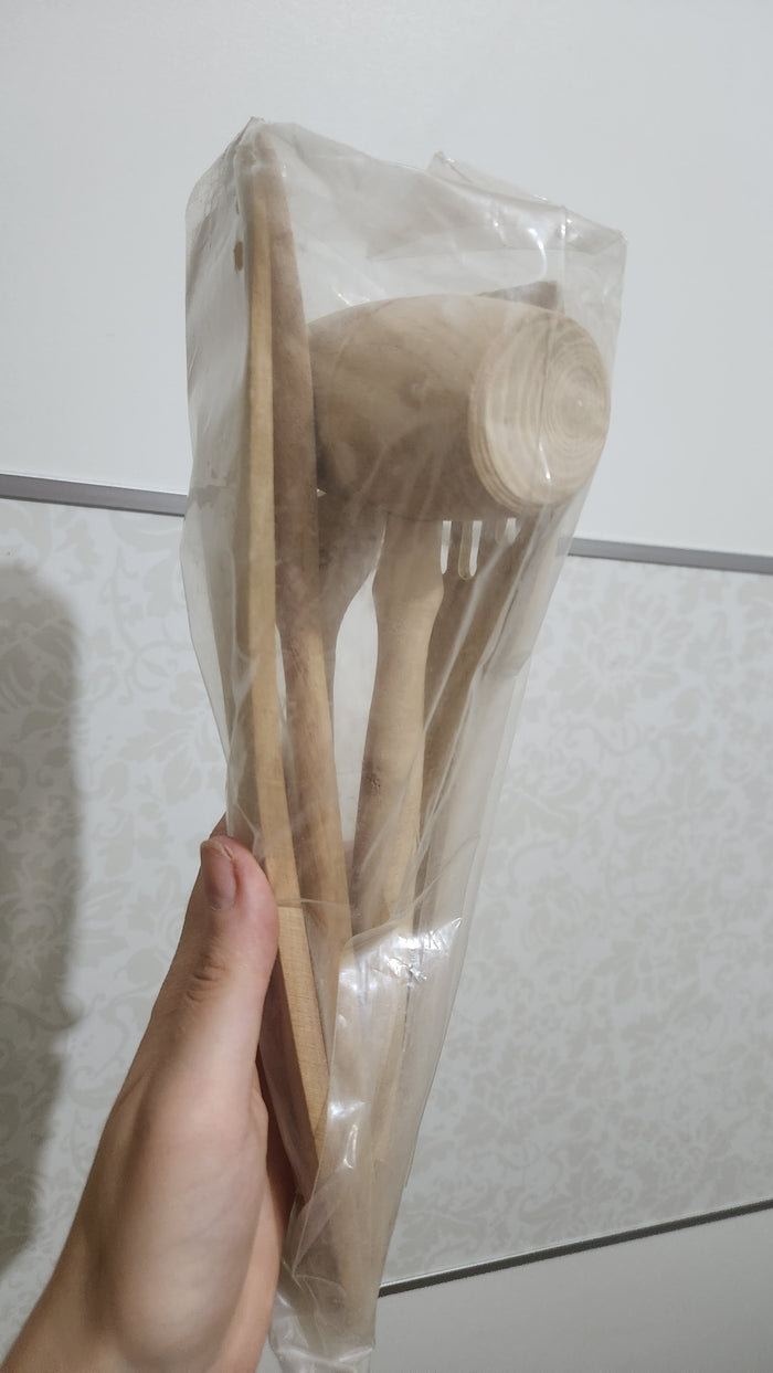 5-Piece Natural Wooden Kitchen Utensil Set