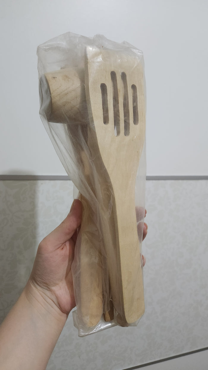 5-Piece Natural Wooden Kitchen Utensil Set