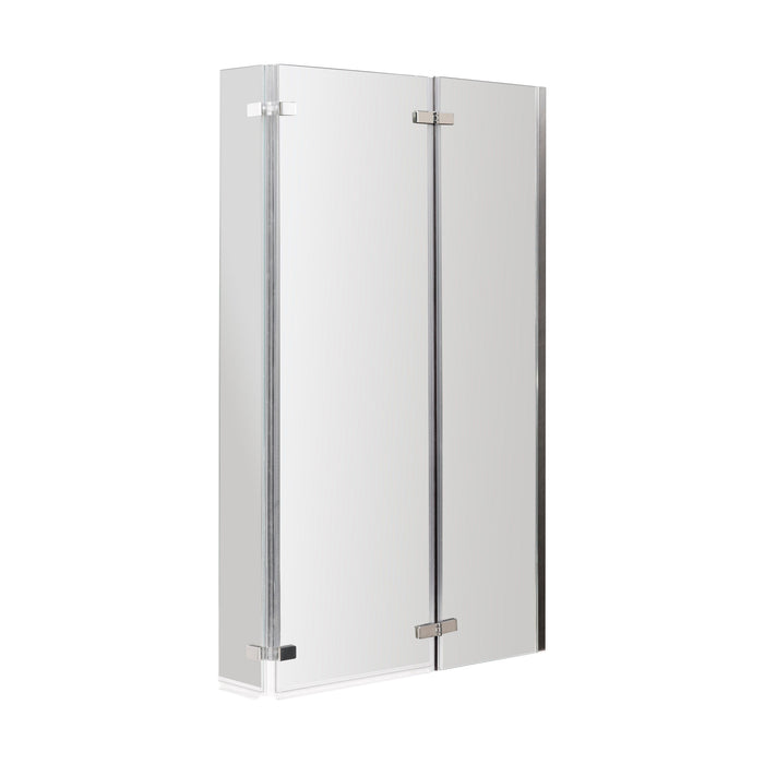 [BBSCSBS0] 5mm Toughened Safety Glass Centre Hinged L Shaped Shower Bath Screen - Chrome - Cutout