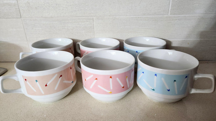 6 Bareuther Waldsassen Bavaria Germany Porcelain Mugs