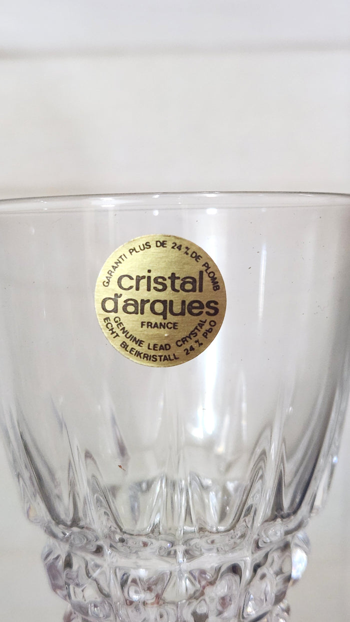 6 Cristal d'Arques "Pompadour" 24% Lead Crystal Wine Glasses