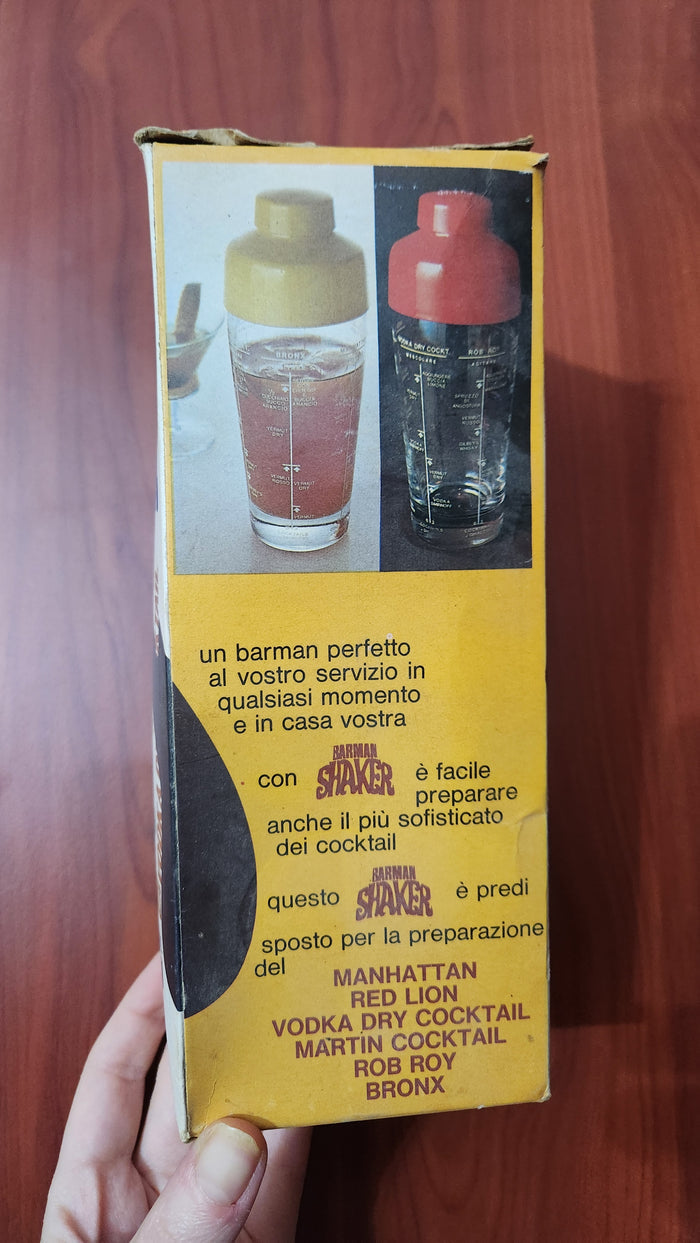60s Italian "Barman Shaker" Glass Cocktail Shaker