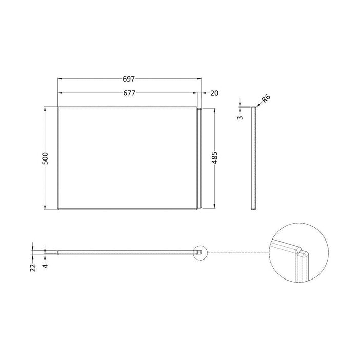 [BBSS301A] 700 End Panel (2 Piece) - Technical Drawing