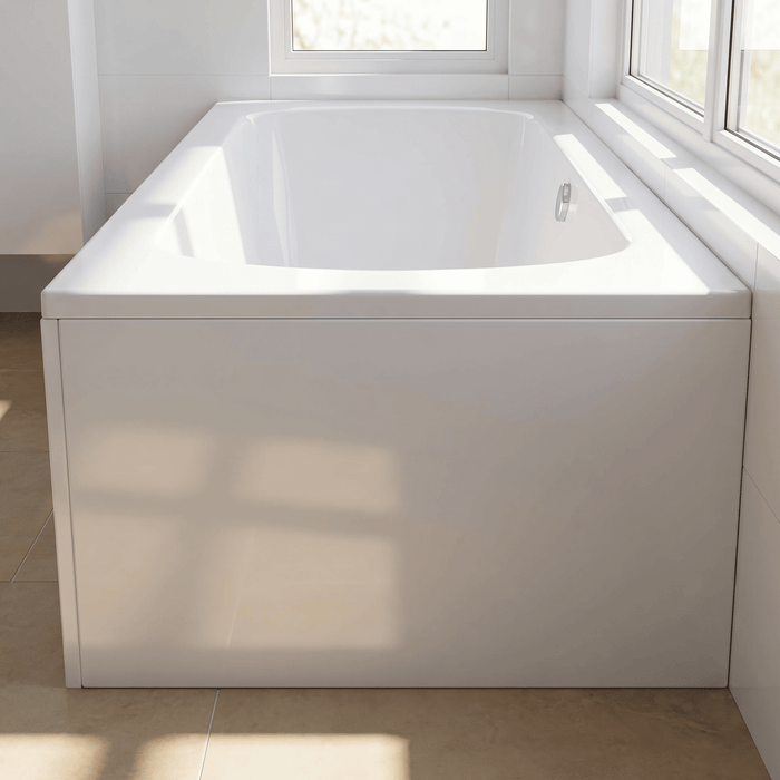 [BBPA144] 800mm White Acrylic End Bath Panel for Modern Straight Baths - Silo