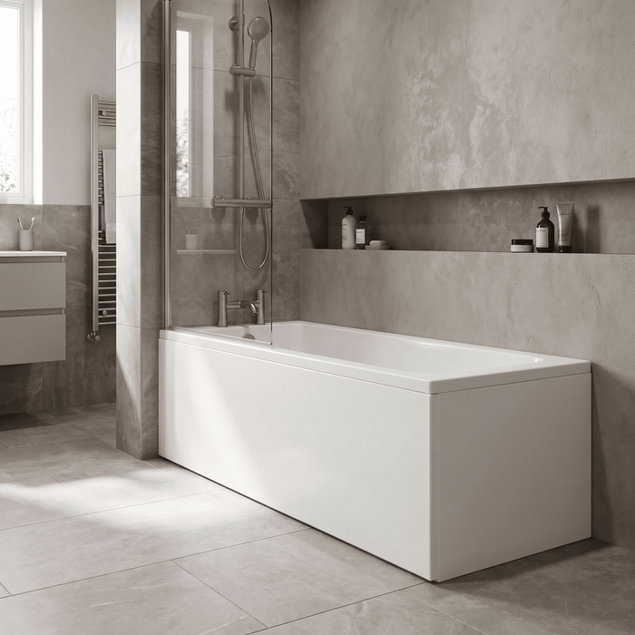 [BBPA144] 800mm White Acrylic End Bath Panel for Modern Straight Baths - Lifestyle 3