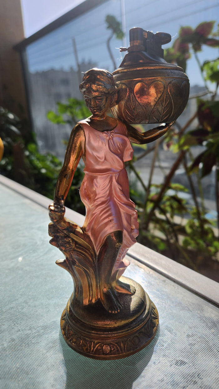 80s Goddess Table Lighter - Pink & Gold Statue