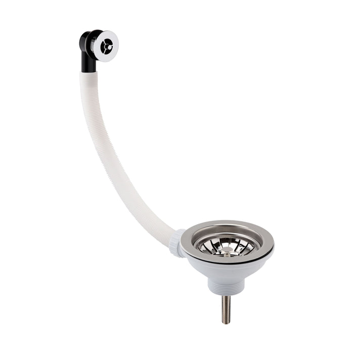 [BKW316R] 90mm Fireclay Kitchen Sink Basket Strainer Waste with Overflow - Multiple Colours Available - Cutout