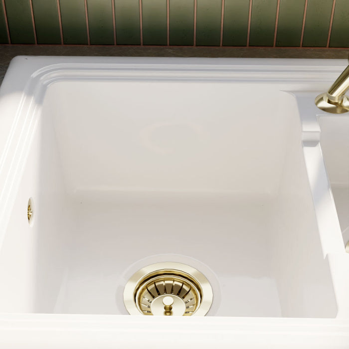 [BKW813R] 90mm Fireclay Kitchen Sink Basket Strainer Waste with Overflow - Multiple Colours Available - Lifestyle 1