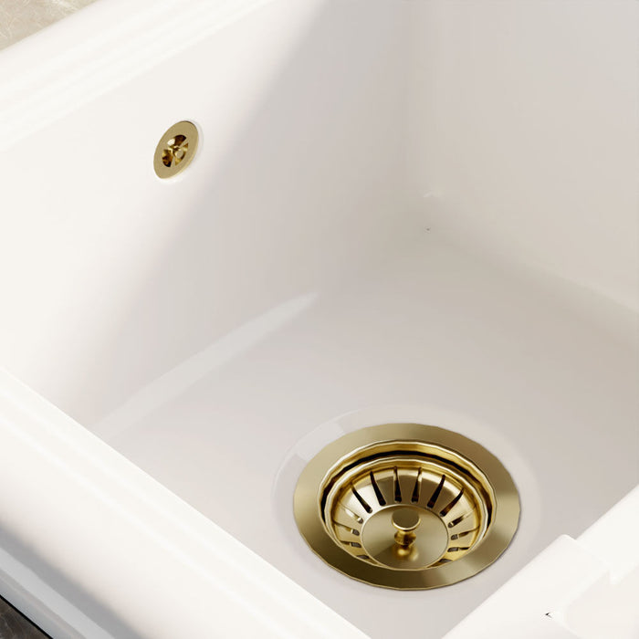 [BKW813R] 90mm Fireclay Kitchen Sink Basket Strainer Waste with Overflow - Multiple Colours Available - Lifestyle 3