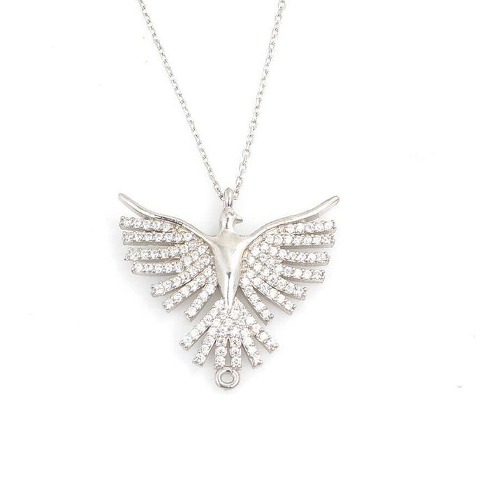 925 Sterling Silver Zircon Phoenix Pendant Necklace - Mythical Charm