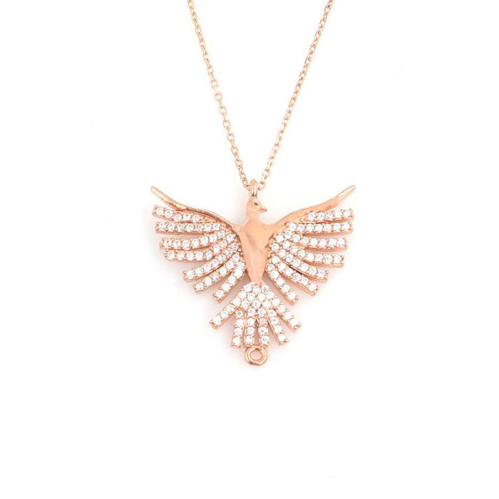 925 Sterling Silver Zircon Phoenix Pendant Necklace - Mythical Charm