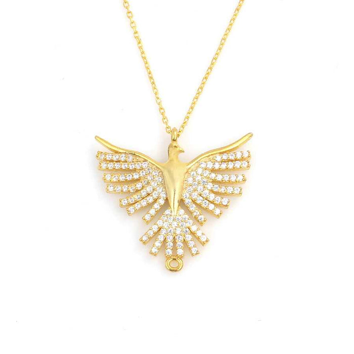 925 Sterling Silver Zircon Phoenix Pendant Necklace - Mythical Charm