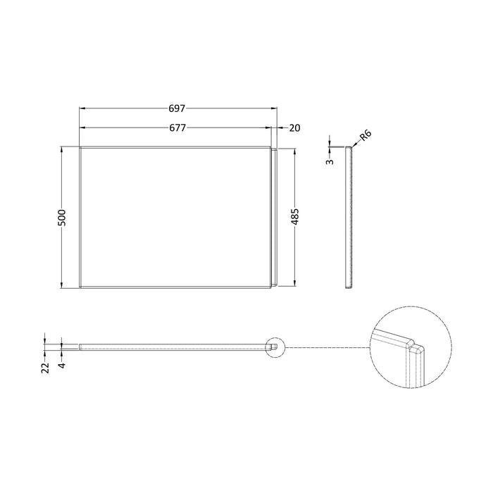[BBSS301] Acrylic Bath Panel - Technical Drawing
