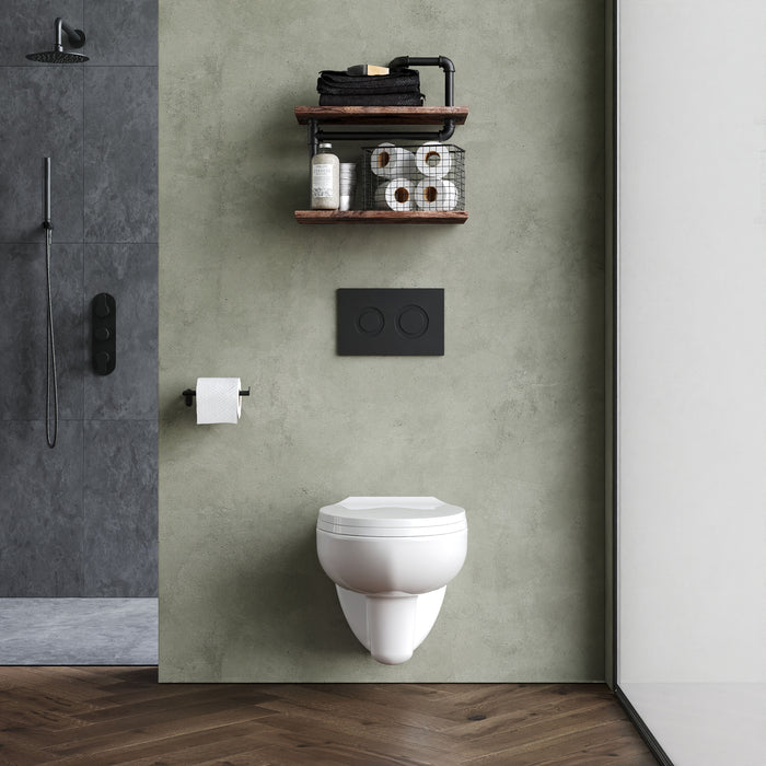 [BCZAD001] Adley Wall Hung Ceramic Toilet Pan & Soft Close Seat - 535mm - Balterley - Lifestyle 1