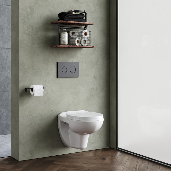 [BCZAD001] Adley Wall Hung Ceramic Toilet Pan & Soft Close Seat - 535mm - Balterley - Lifestyle 3