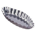Allied Metal BARF4130 - Fluted Oval Pastry Mold - Tinned Steel - 4" x 1-3/4" x 1/3"H