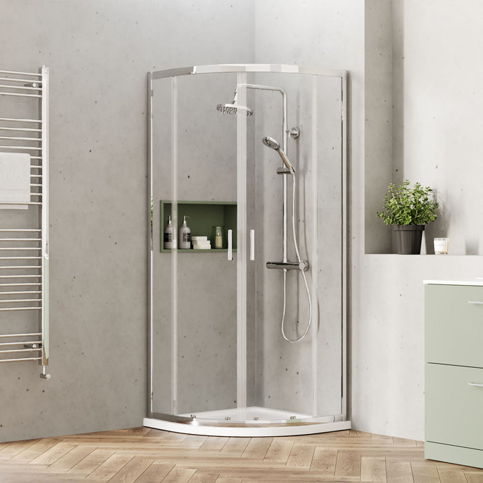 [BEETQ80] Almington 6mm Toughened Safety Glass Quadrant Shower Enclosure - H: 1900mm - Choice of Size and Profile Finish - Lifestyle 1