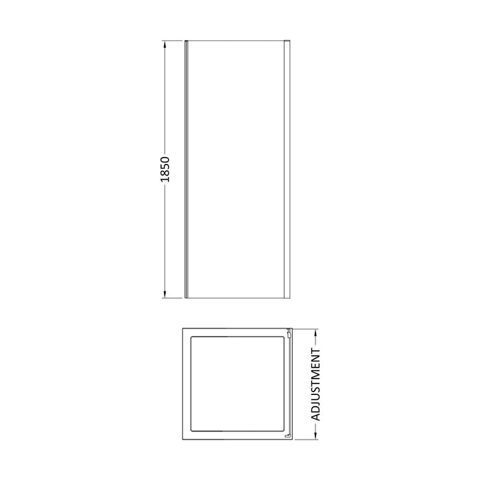 [BERUSP70] Almington 6mm Toughened Safety Glass Reversible Shower Side Panel, Choice of Size and Colour - Technical Drawing