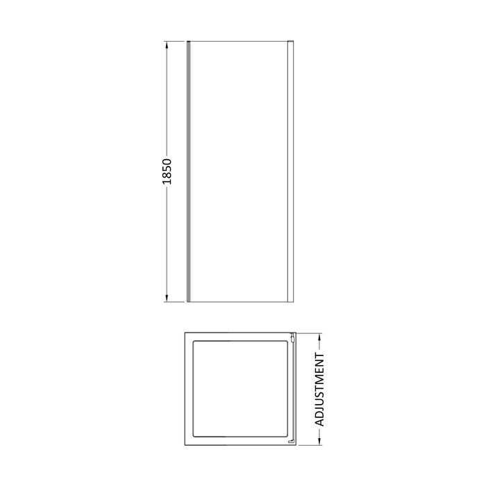 [BERUSP70BP] Almington 6mm Toughened Safety Glass Reversible Shower Side Panel, Choice of Size and Colour - Technical Drawing