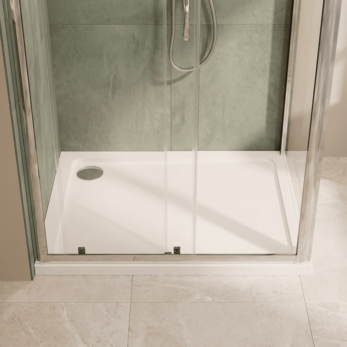[BERUSL10] Almington 6mm Toughened Safety Glass Reversible Sliding Shower Door, H: 1850mm, Choice of Size and Colour