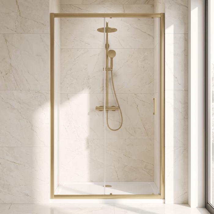 [BEETSL12BB] Almington 6mm Toughened Safety Glass Sliding Shower Door - H: 1900mm - Choice of Profile Finish - Silo