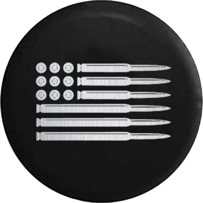 Rifle Pistol Bullets Rounds American Flag 2nd Amendment Silver