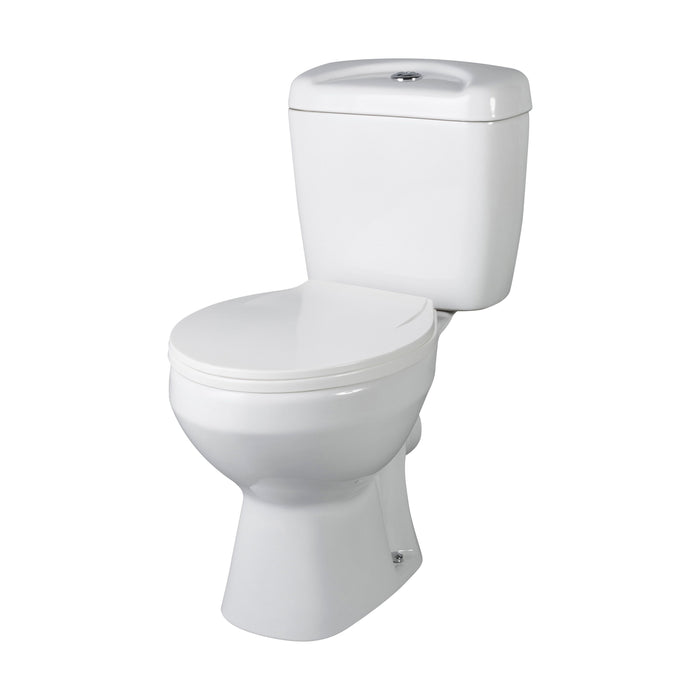 [BCAD150] Anslow Compact Close-Coupled Toilet & Cistern with Standard Seat - White Ceramic, 748 x 382mm - Cutout
