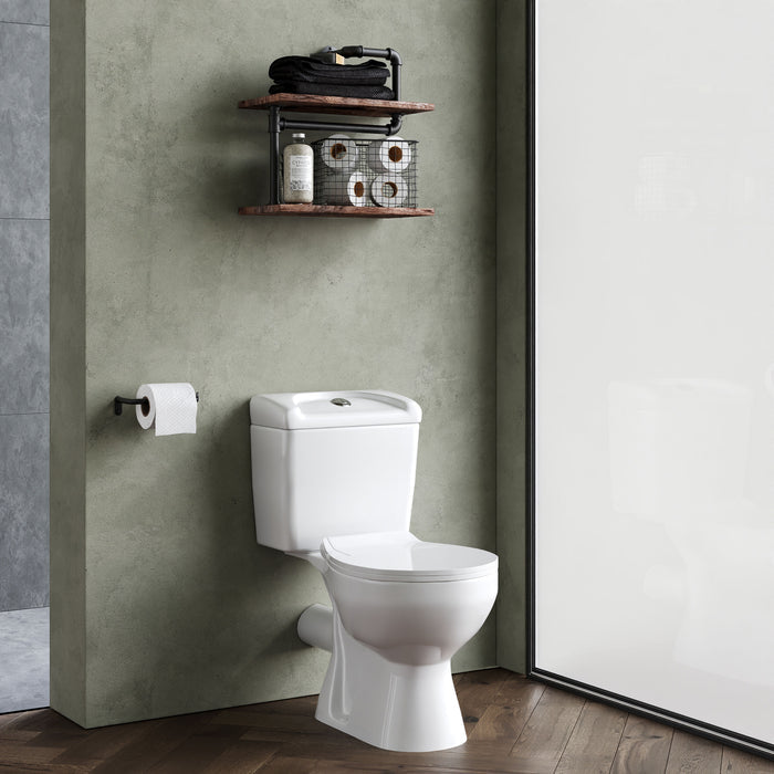 [BCAD150] Anslow Compact Close-Coupled Toilet & Cistern with Standard Seat - White Ceramic, 748 x 382mm - Lifestyle 3